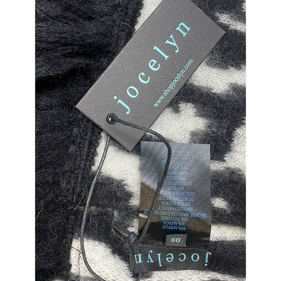 Jocelyn Scarf Alpaca blend Black / White leopard Print Winter Cozy Designer - Picture 4 of 5